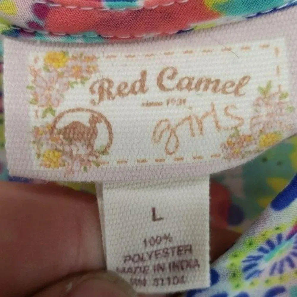 Red Camel Girls Peplum Floral Hi‎ Low Ruffle Sleeveless Design Shirt Size Large